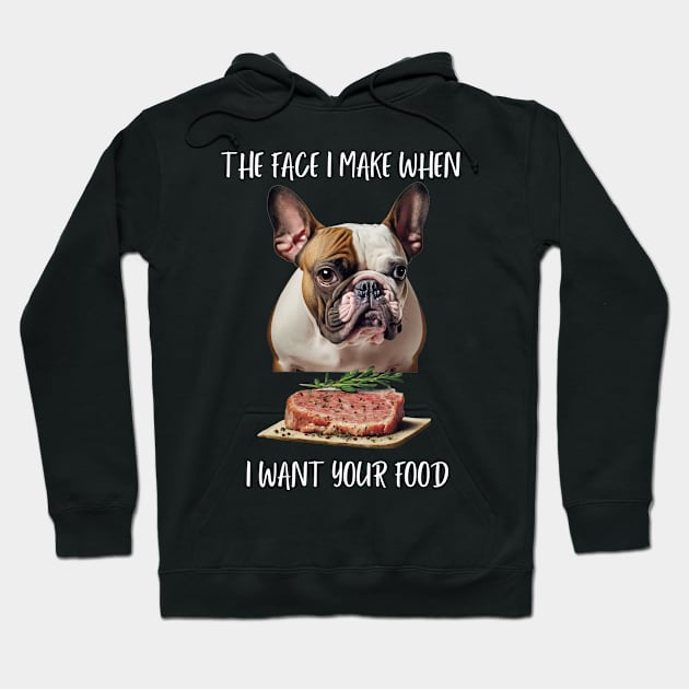 Funny French Bulldog with Steak Dinner Hoodie by Unboxed Mind of J.A.Y LLC 